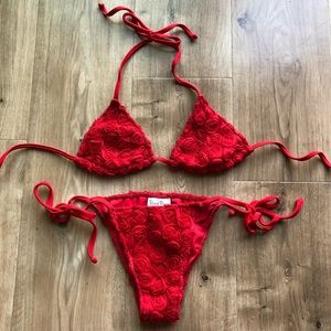 Beach Bunny XS red rose swim suit
